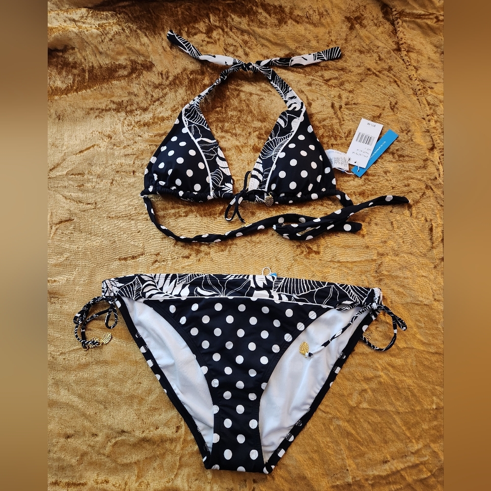Bleu Rod Beattie Double Trouble Dotted Tie Side Hipster & Tall Triangle Bra - Picture 8 of 9